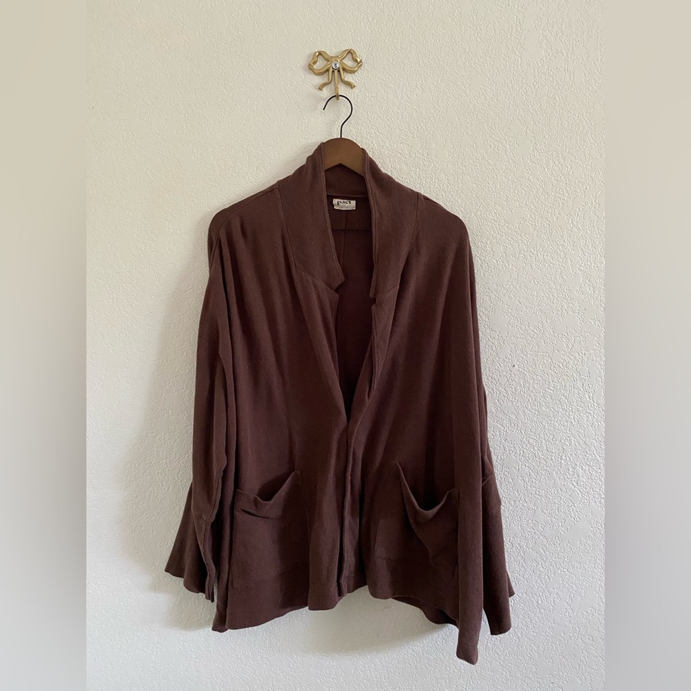 Pact Size XXXL Brown Airplane Relaxed Organic Cotton Button Blazer Cardigan